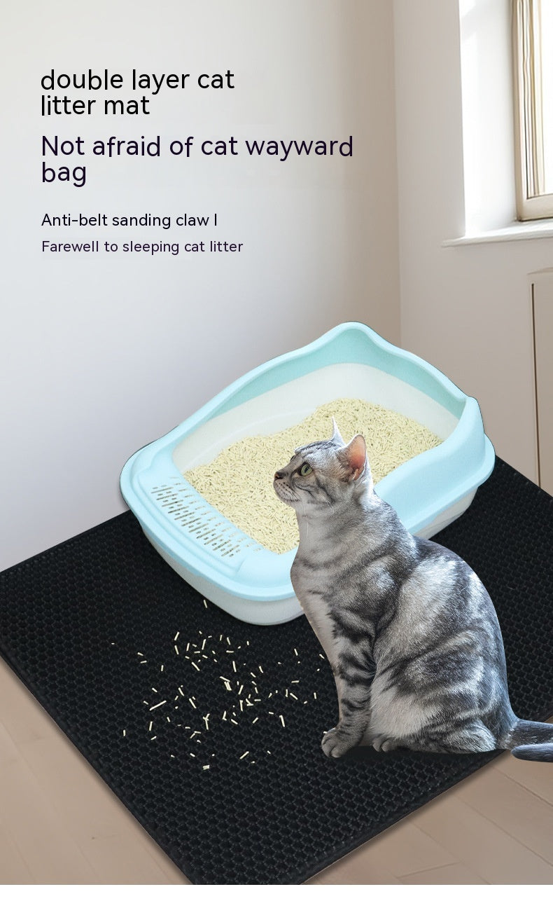 PetCarePlusShop®|Anti-Splash Double Layer Cat Toilet Mat - Pet-Friendly EVA Basin Mat