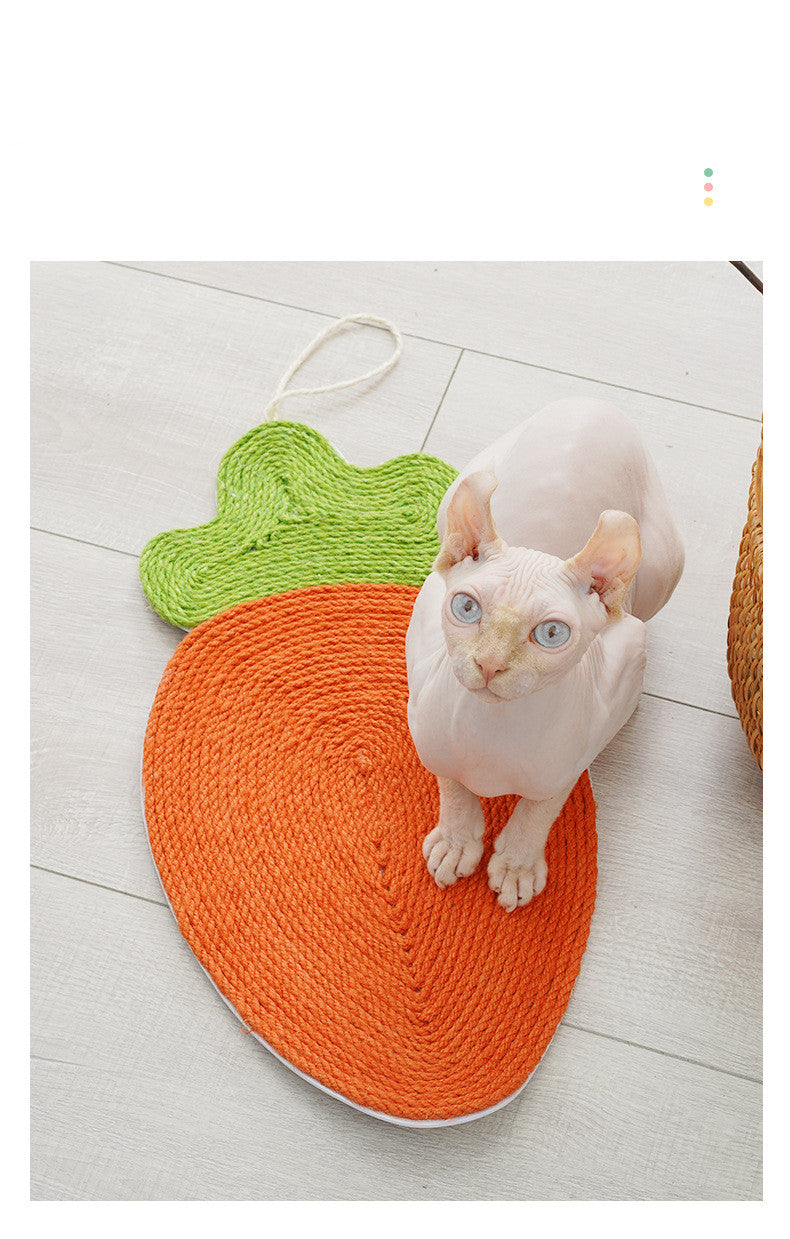 PetCarePlusShop®| Watermelon Cat Linen Mat with Sisal Claw Board