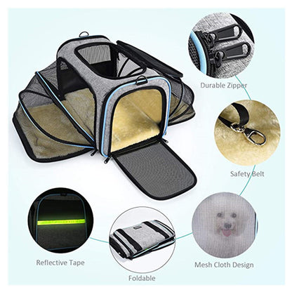 PetCarePlusShop®| Airline Approved Expandable Pet Carrier - Soft Travel Bag for Dogs and Cats