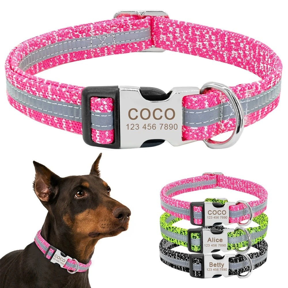 PetCarePlusShop®|Adjustable Dog Collar with Custom Pet ID Tag for Puppies and Cats