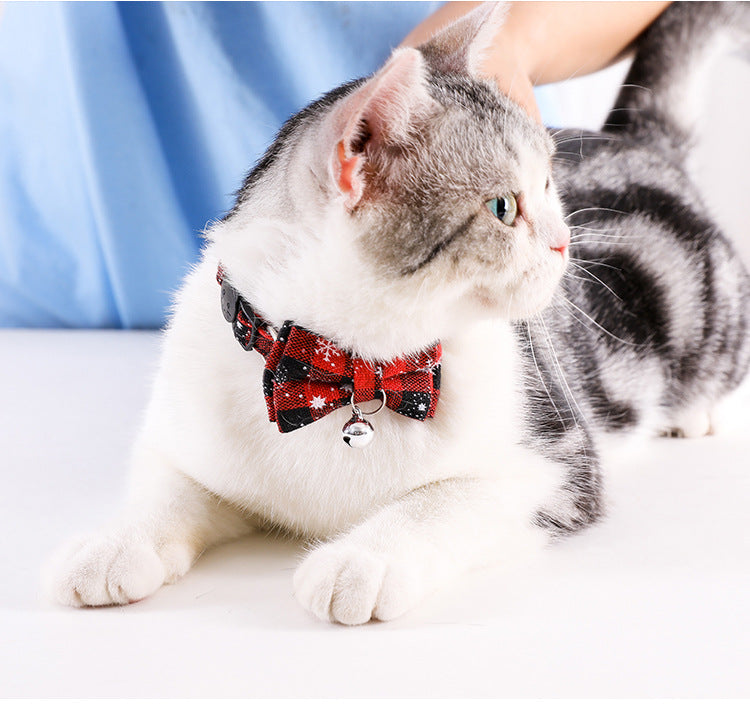 PetCarePlusShop®|  Plaid Bow Tie Collar Necklace With Bell