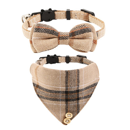 PetCarePlusShop®| Stylish British Cat Collar with Bell and Plaid Bow | Premium Quality