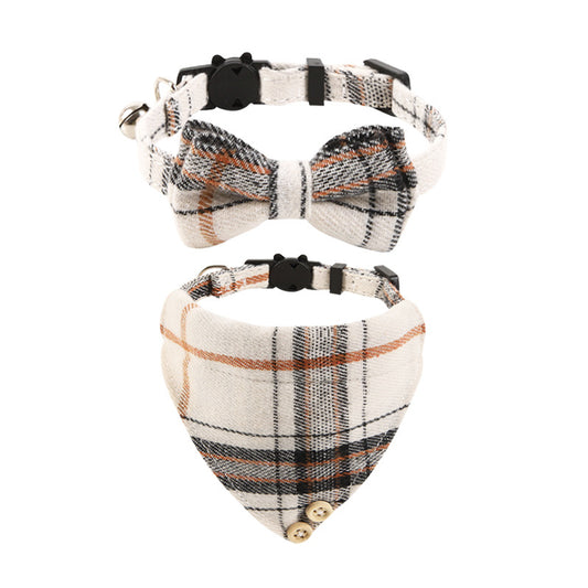 PetCarePlusShop®| Stylish British Cat Collar with Bell and Plaid Bow | Premium Quality