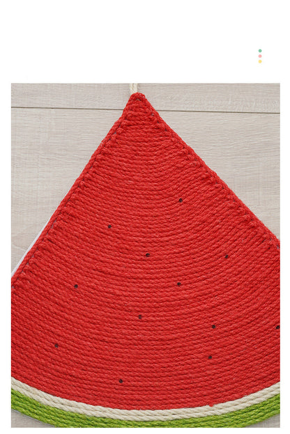 PetCarePlusShop®| Watermelon Cat Linen Mat with Sisal Claw Board