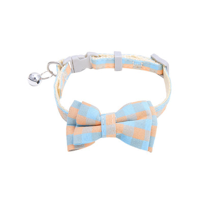 PetCarePlusShop®|  Plaid Bow Tie Collar Necklace With Bell