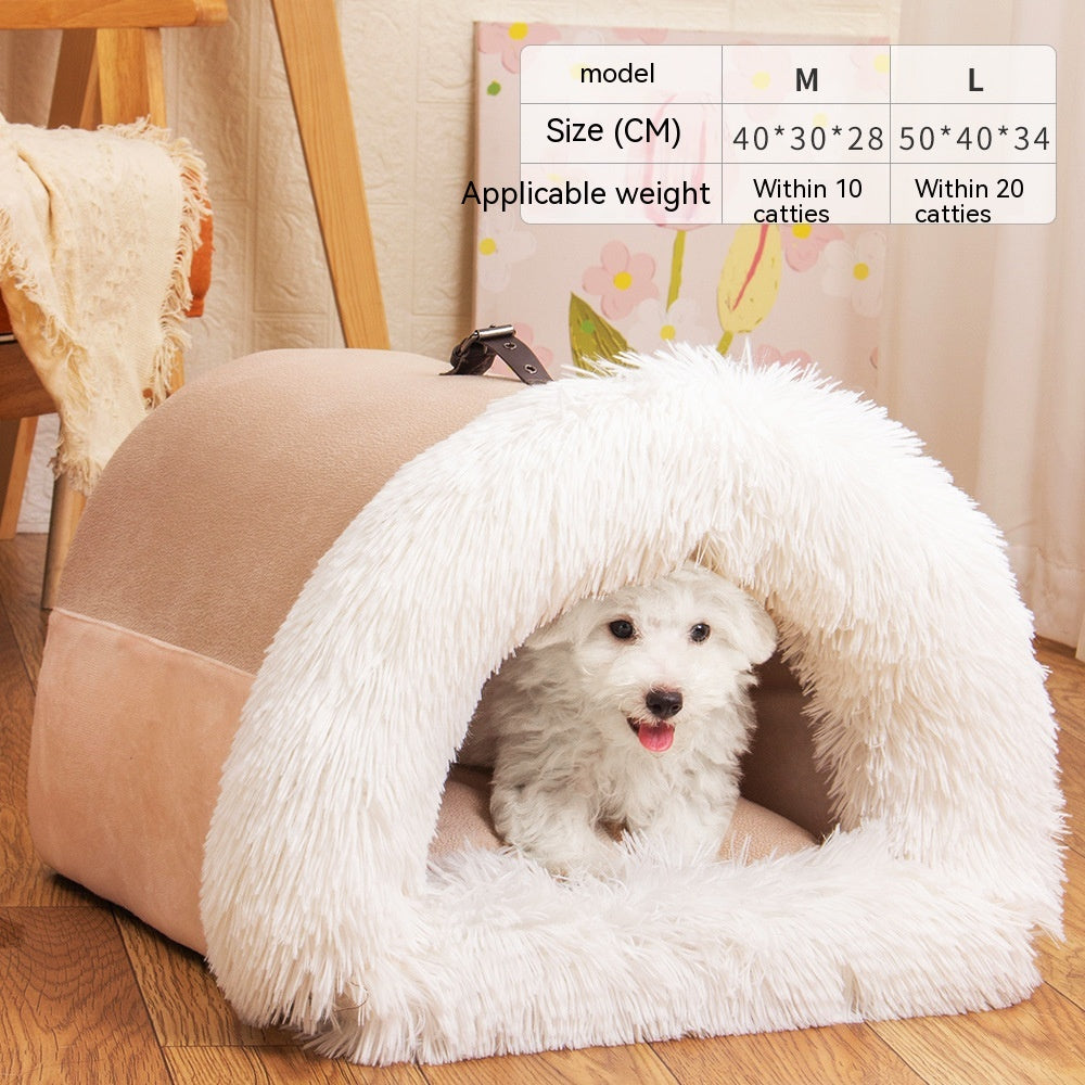 PetCarePlusShop®| Portable Warm Pet Nest for Autumn/Winter: Cozy Dog & Cat Bed with Moisture-Proof Design