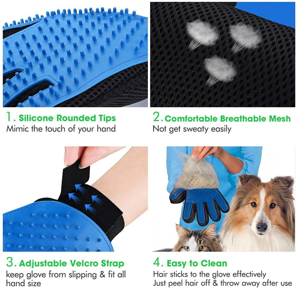 PetCarePlusShop®|Pet Grooming Glove: Gentle Deshedding Brush for Dogs & Cats