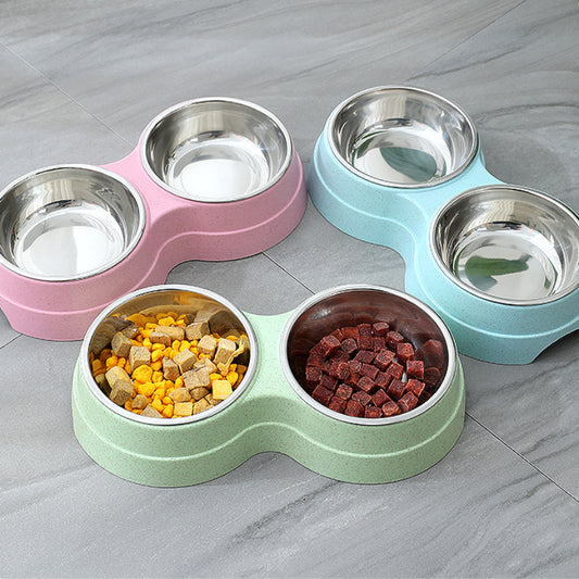 PetCarePlusShop®| Double Stainless Steel Pet Bowls: Food and Water Feeder