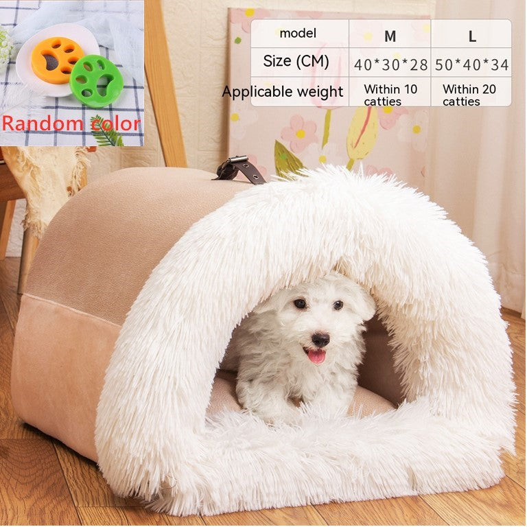 PetCarePlusShop®| Portable Warm Pet Nest for Autumn/Winter: Cozy Dog & Cat Bed with Moisture-Proof Design