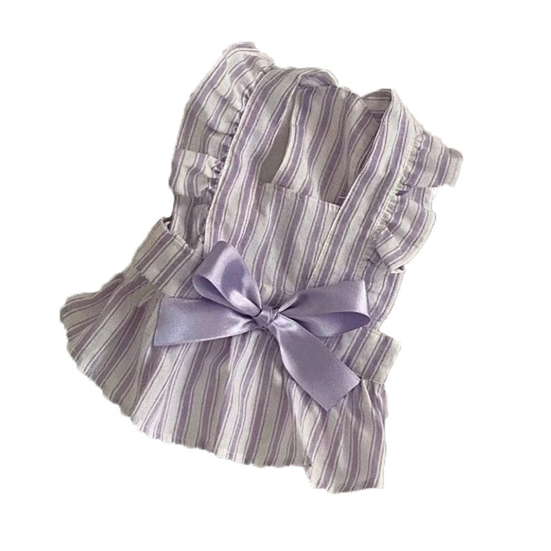 PetCarePlusShop®| Princess Style Striped Dog Dress with Flying Sleeves