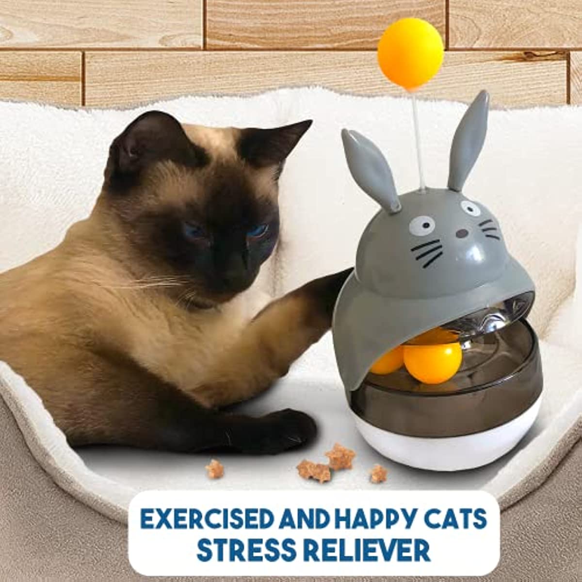 PetCarePlusShop®| Interactive Cat Feeder with Treat Dispenser and Sounding Bell