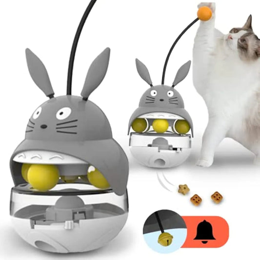 PetCarePlusShop®| Interactive Cat Feeder with Treat Dispenser and Sounding Bell