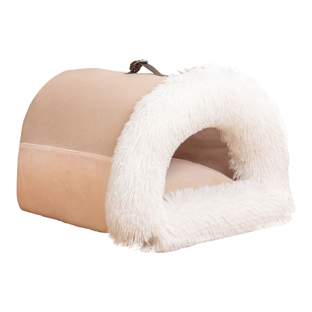 PetCarePlusShop®| Portable Warm Pet Nest for Autumn/Winter: Cozy Dog & Cat Bed with Moisture-Proof Design