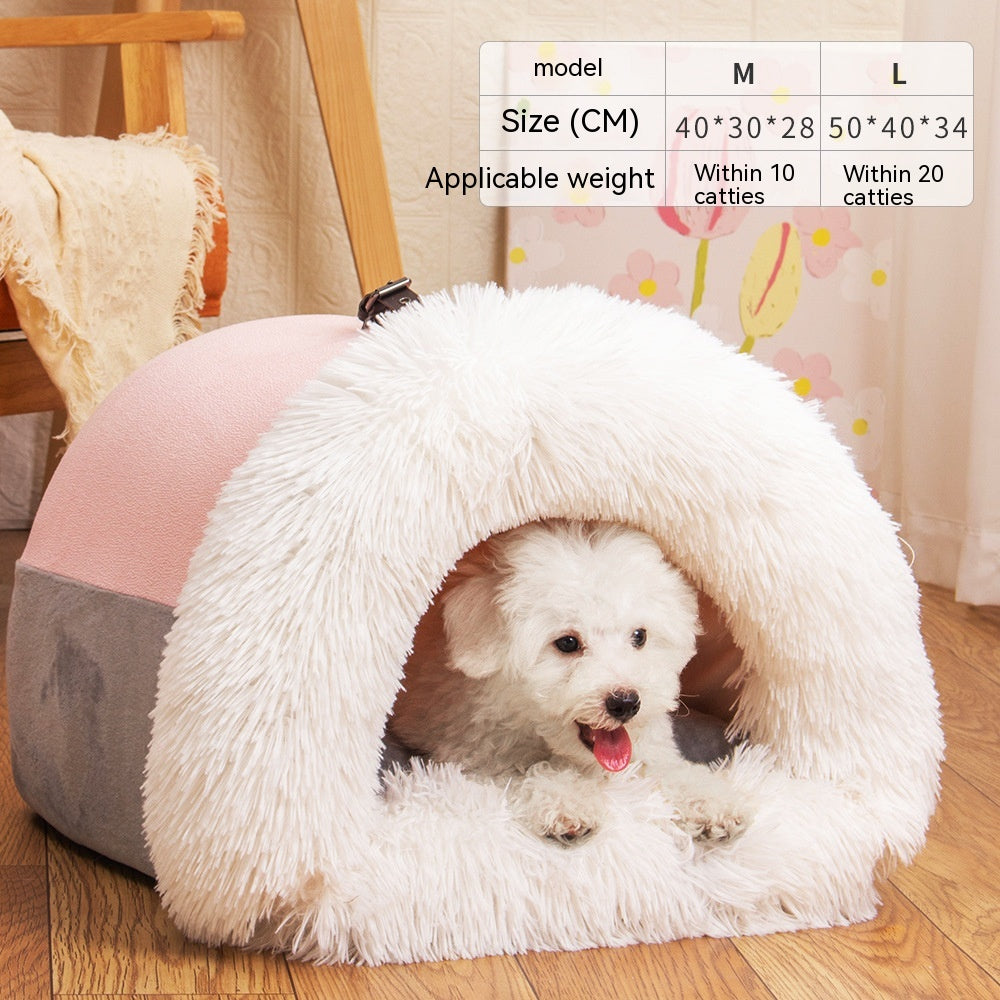 PetCarePlusShop®| Portable Warm Pet Nest for Autumn/Winter: Cozy Dog & Cat Bed with Moisture-Proof Design