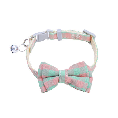 PetCarePlusShop®|  Plaid Bow Tie Collar Necklace With Bell