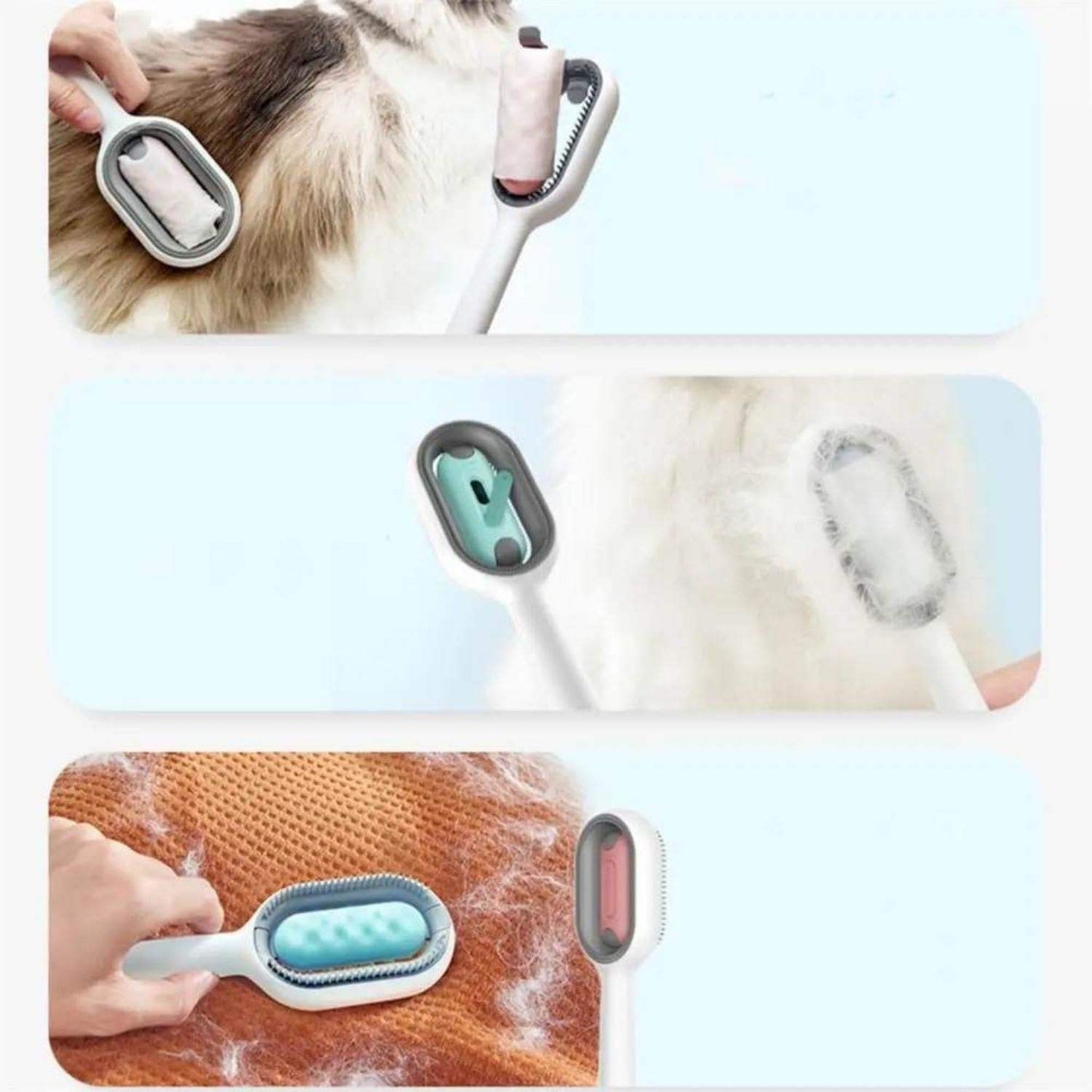 PetCarePlusShop®|4-in-1 Cat Grooming Brush with Water Tank | Double-Sided Hair Removal & Cleaning Tool