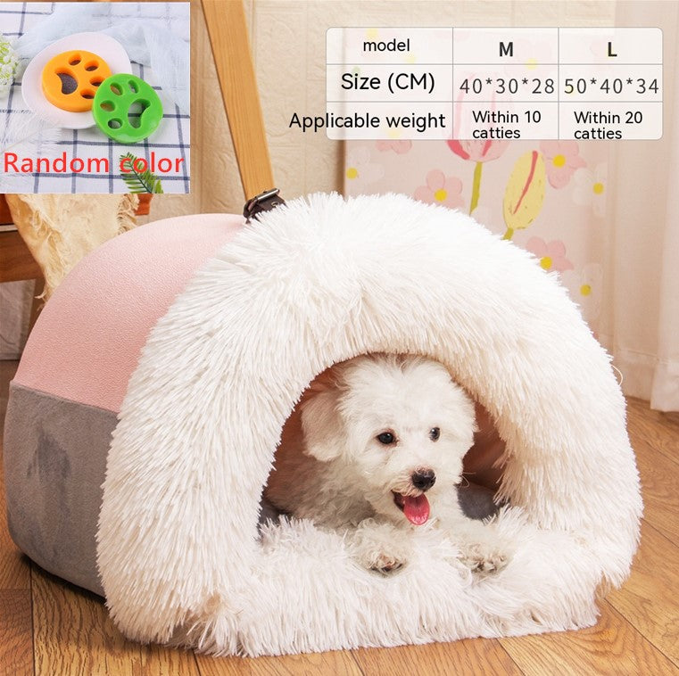 PetCarePlusShop®| Portable Warm Pet Nest for Autumn/Winter: Cozy Dog & Cat Bed with Moisture-Proof Design