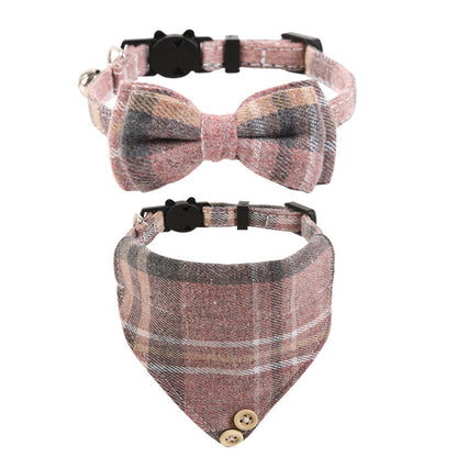 PetCarePlusShop®| Stylish British Cat Collar with Bell and Plaid Bow | Premium Quality