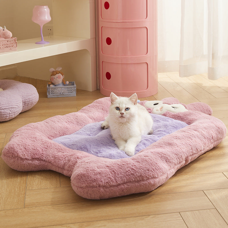 PetCarePlusShop®|Cozy Pet Bed Mat: Universal Thickened Fleece-lined Comfort for Cats & Dogs