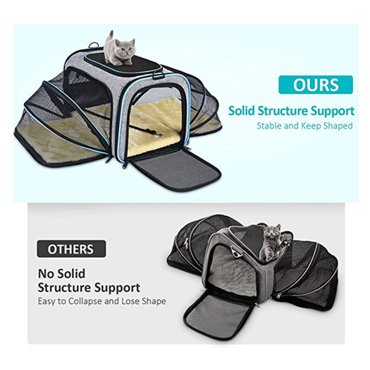 PetCarePlusShop®| Airline Approved Expandable Pet Carrier - Soft Travel Bag for Dogs and Cats