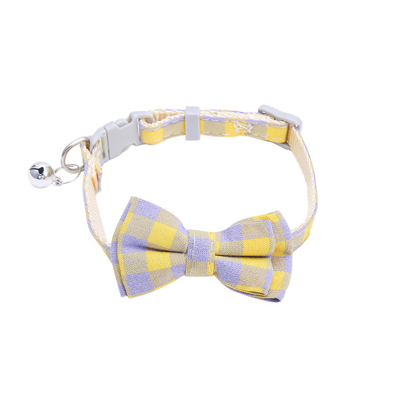 PetCarePlusShop®|  Plaid Bow Tie Collar Necklace With Bell