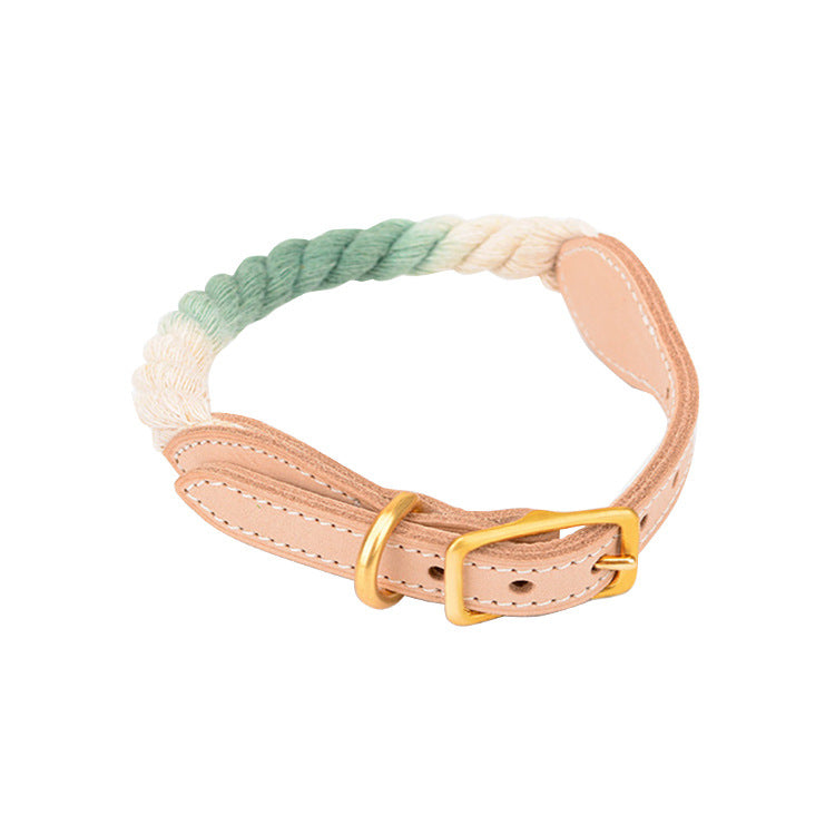 PetCarePlusShop®| Knitted Leather +Cotton Dog Traction Rope: Walks Made Easy