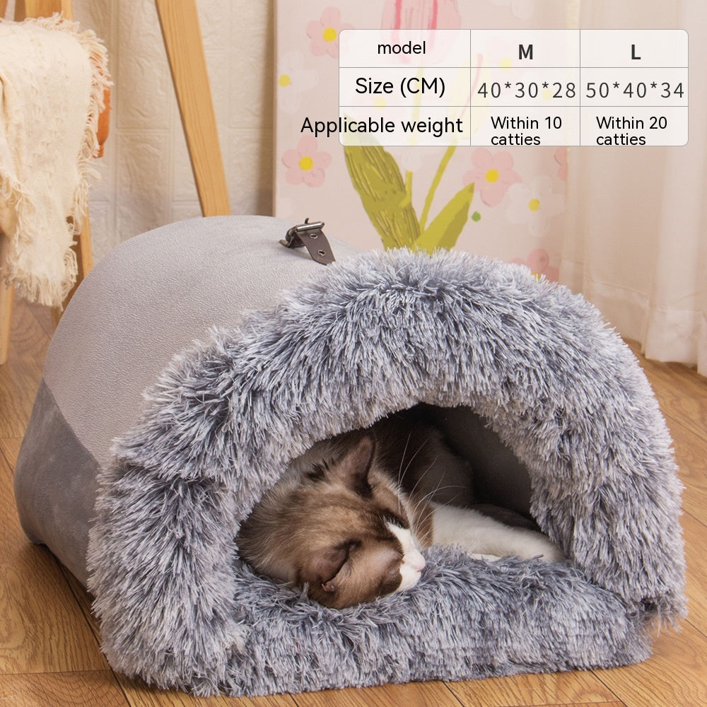 PetCarePlusShop®| Portable Warm Pet Nest for Autumn/Winter: Cozy Dog & Cat Bed with Moisture-Proof Design